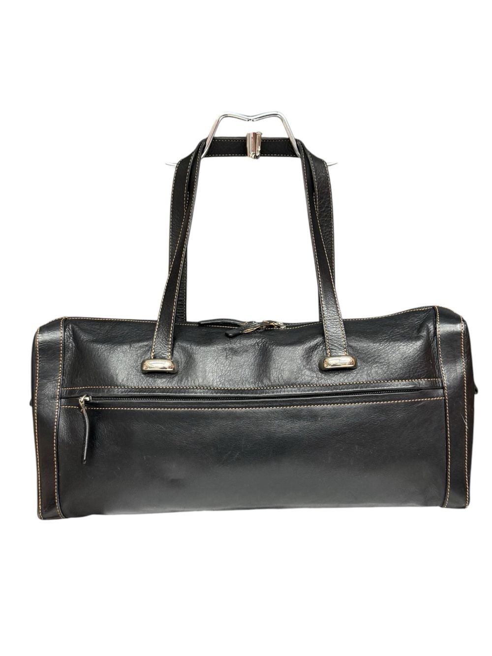 Plinio Visona Black Leather Baguette Shoulder Bag Made in Italy Minimalist - Picture 5 of 17